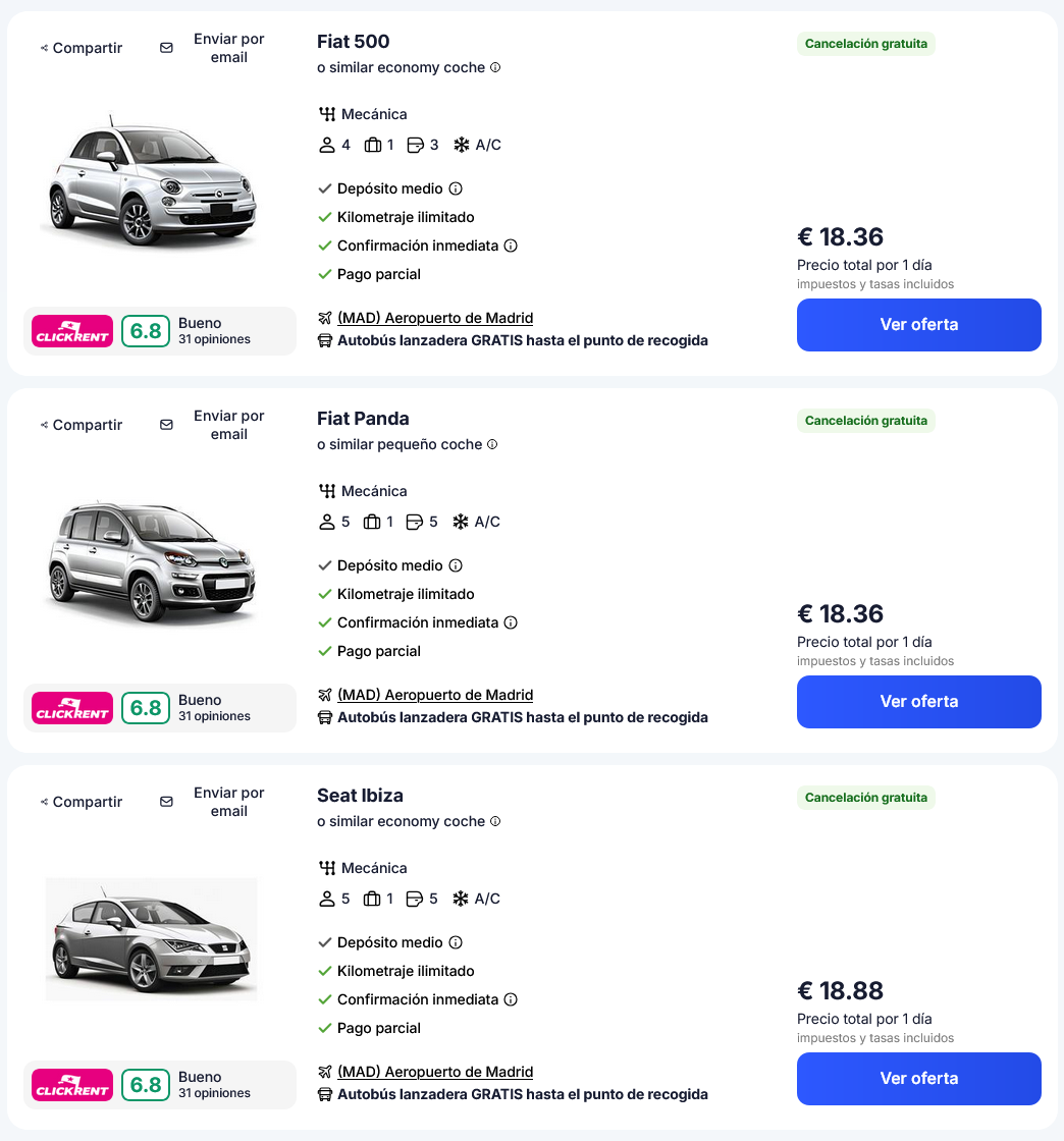 Alquiler de coches — Mejores precios