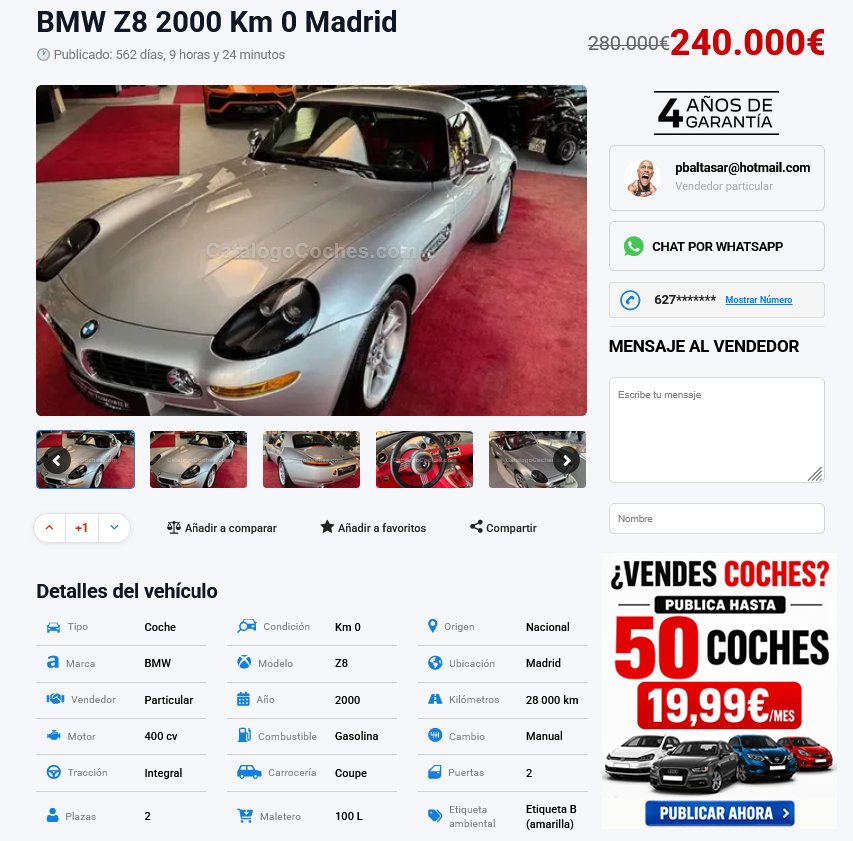 Ejemplo de ficha de coche publicada por un concesionario en CatalogoCoches.com